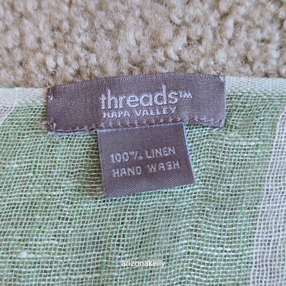 NWOT Threads Napa Valley Linen Scarf Green & White Stripe - Picture 3 of 9